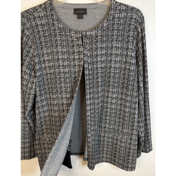 J JILL Wearever Black White 3-Hook Closure Cardigan Medium Lightweight Stretch - Picture 10 of 12